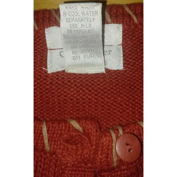 Christopher & Banks Cardigan Womens Large Burgundy Blue Hand Embroidered Flowers - Picture 6 of 6